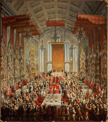 Fine Art Print of Coronation Banquet of Joseph II in Frankfurt, 1764 by Martin II Mytens or Meytens