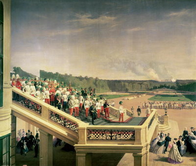 Court banquet in the Gardens of Schonbrunn Palace on the occasion of the anniversary of the Military Order of Theresa, 1865 by Fritz L'Allemand - print