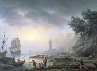 Seaport at Dawn, 1751 by Claude Joseph Vernet - print