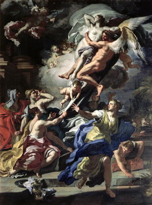 Boreas abducting Oreithyia, daughter of Erechtheus, 1729 by Francesco Solimena - print