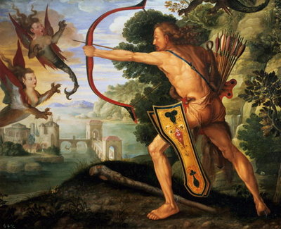 Hercules and the Stymphalian birds, 1600 (oil on panel) by Albrecht Durer or Duerer - print