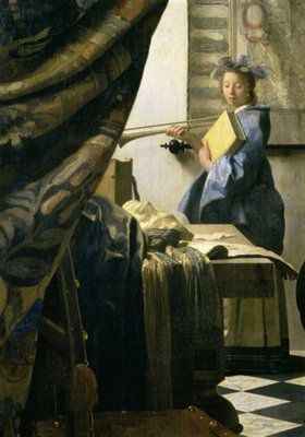 The Artist's Studio, c.1665-6 (oil on canvas) (detail of 408) by Jan Vermeer - print