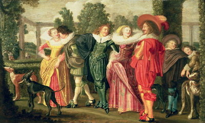 A Promenade in the Garden, c.1623 (oil on panel) by Dirck Hals - print