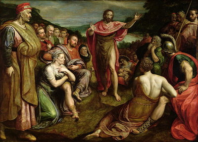 Sermon of St. John the Baptist (oil on canvas) by Frans I Pourbus - print