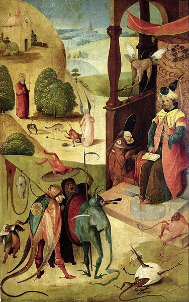 St.James and the Magician (oil on panel) by Hieronymus Bosch - print