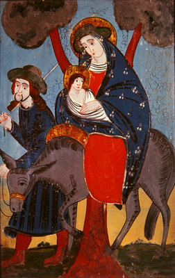 The Flight into Egypt (glass painting) by Austrian School - print