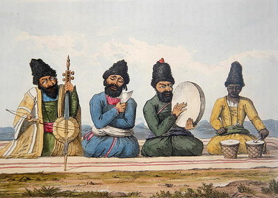 Persian Musicians from "A Second Journey through Persia 1810-16", engraved by Theodore H.A. Fielding (1781-1851), 1818 (engraving) by James Justinian Morier - print