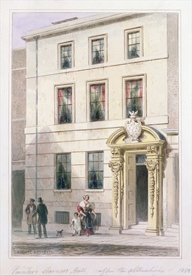 The New Front of Painter Stainers Hall, 1850 (w/c on paper) by Thomas Hosmer Shepherd - print