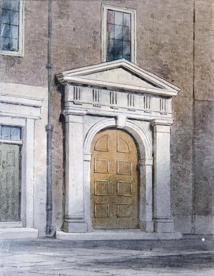 The Entrance to Masons' Hall, 1854 (w/c on paper) by Thomas Hosmer Shepherd - print