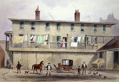 Fine Art Print of The Old Vine Inn, Aldersgate Street, 1855 by Thomas Hosmer Shepherd