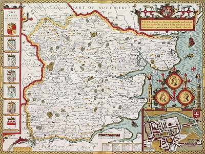 Fine Art Print of Essex, engraved by Jodocus Hondius by John Speed