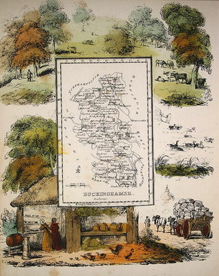 Fine Art Print of Map of Buckinghamshire by English School
