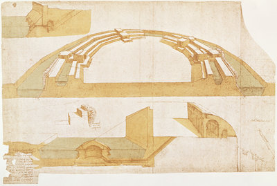 Study for a Fortress on a Polygonal Ground Plan with a Double Moat, fol. 116r from the Codex Atlanticus, 1504-8 (pen &amp; Indian ink on paper) by Leonardo da Vinci - print