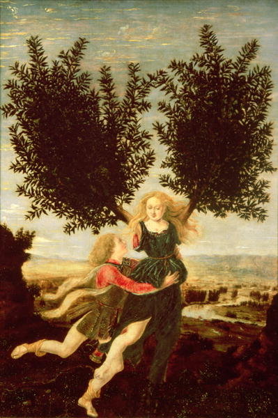 Daphne and Apollo, c.1470-80 (oil on panel) by Antonio Pollaiolo - print