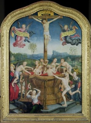 Mystic Bath of the Souls (oil on panel) by Jean the Elder Bellegambe - print