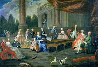 A Family Concert at Chateau Renescure (oil on canvas) by French School - print