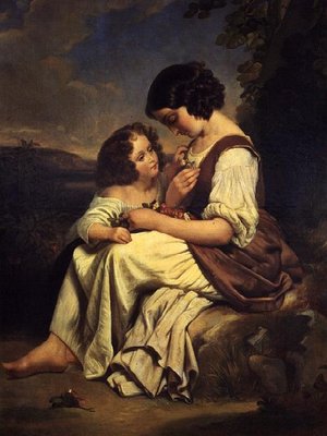 The Favourite Flower (oil on canvas) by Franz Xaver Winterhalter - print