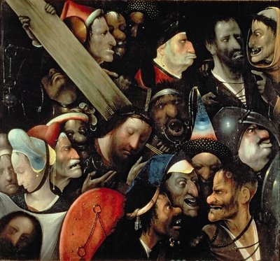 The Carrying of the Cross (oil on panel) (see also 28966 and 61299) by Hieronymus Bosch - print