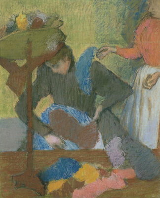 At the Milliner's, c.1898 (pastel on paper) by Edgar Degas - print