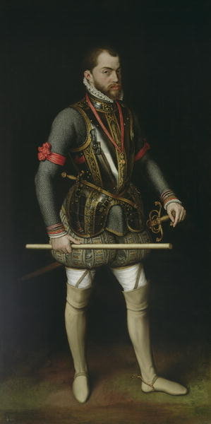 Philip II (1527-98) of Spain (oil on panel) by Sir Anthonis van Dashorst Mor - print