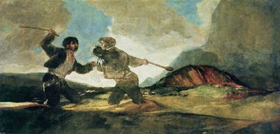 Duel with Clubs (oil on canvas) by Francisco Jose de Goya y Lucientes - print