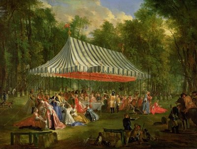 Festival Given by the Prince of Conti to the Prince of Brunswick-Lunebourg at l'Isle-Adam, 1766 (oil on canvas) by Michel Barthelemy Ollivier or Olivier - print