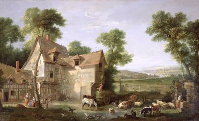 The Farm, 1750 (oil on canvas) by Jean-Baptiste Oudry - print