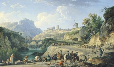 The Construction of a Road, 1774 (oil on canvas) by Claude Joseph Vernet - print