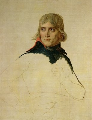 Unfinished portrait of General Bonaparte (1769-1821) c.1797-98 (oil on canvas) by Jacques Louis David - print