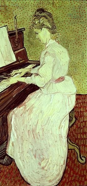 Marguerite Gachet at the Piano, 1890 (oil on canvas) by Vincent van Gogh - print