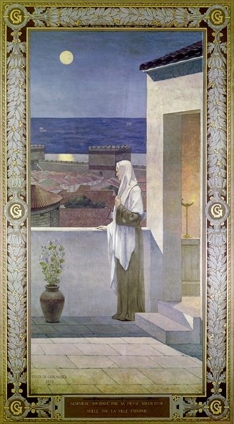 Fine Art Print of St. Genevieve Watches Over the Sleeping City of Paris, 1898 by Pierre Puvis de Chavannes