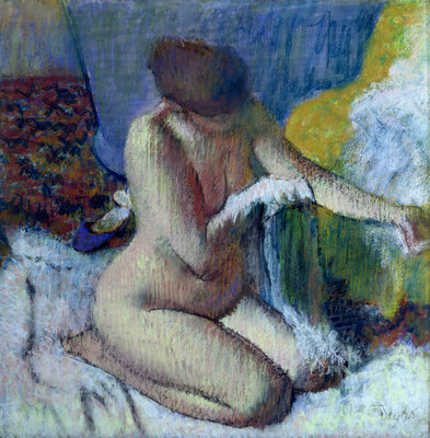 After the Bath, 1895 (pastel on mounted paper) by Edgar Degas - print