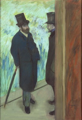 Friends at the Theatre, Ludovic Halevy (1834-1908) and Albert Cave (1832-1910) 1878-79 (pastel on paper) by Edgar Degas - print