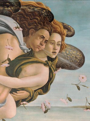 Zephyr and Chloris, detail from The Birth of Venus, c.1485 (tempera on canvas) (see 412 and 85293) by Sandro Botticelli - print