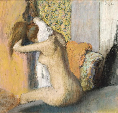After the Bath, Woman Drying her Neck, 1898 (pastel on mounted paper) by Edgar Degas - print