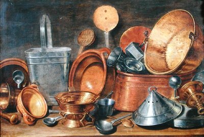 Still Life with Kitchen Utensils (oil on panel) by Cornelis Jacobsz Delff - print