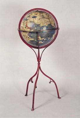 Terrestrial Globe, showing the Indian Ocean, made in Nuremberg, 1492 (see also 158163, 158167) by Martin Behaim - print