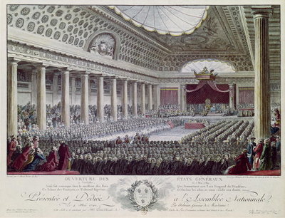 Opening of the Estates General at Versailles, 5th May 1789 (coloured engraving) by Isidore Stanislas Helman - print