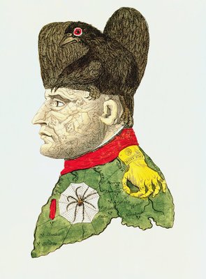 Caricature of Napoleon Bonaparte (1769-1821) (colour engraving) by English School - print