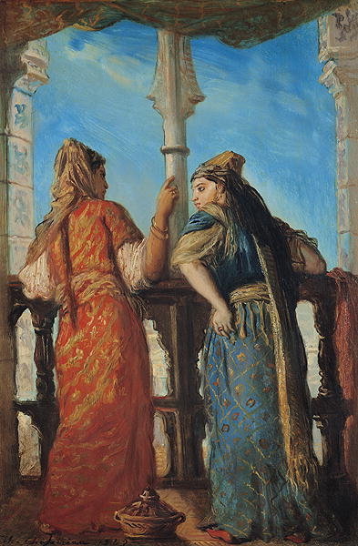 Jewish Women at the Balcony, Algiers, 1849 (oil on canvas) by Theodore Chasseriau - print