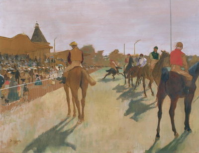 The Parade, or Race Horses in front of the Stands, c.1866-68 (oil on paper) by Edgar Degas - print