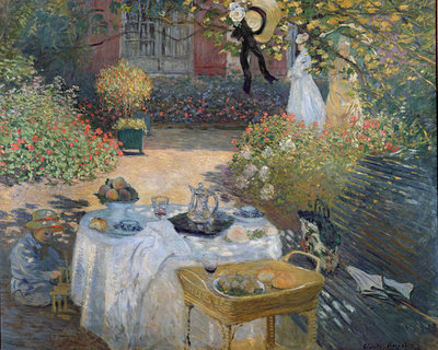 The Luncheon: Monet's garden at Argenteuil, c.1873 (oil on canvas) by Claude Monet - print