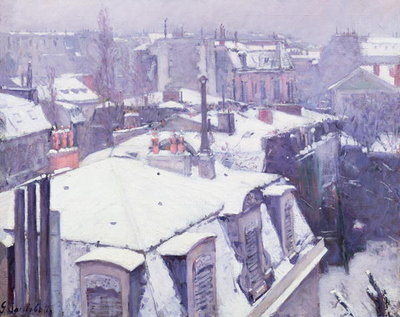 View of Roofs (Snow Effect) or Roofs under Snow, 1878 (oil on canvas) by Gustave Caillebotte - print