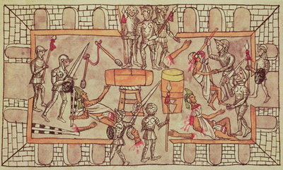 Massacre of the Mexicans (vellum) by Diego Duran - print