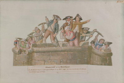 Fine Art Print of The Demolition of the Bastille, July 1789 by Lesueur Brothers