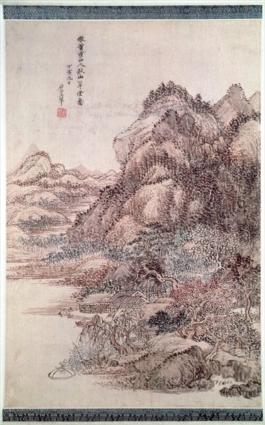 Autumn Mountains (pen &amp; ink on paper) by Wang-Huei - print