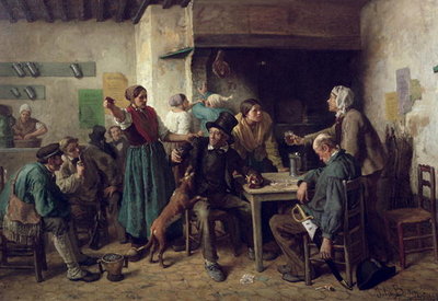 Wine Shop Monday, 1858 (oil on canvas) by Jules Breton - print