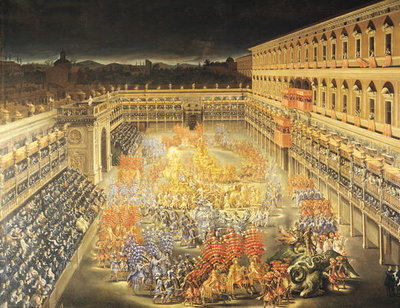 Festival in Honour of Queen Christina (1626-89) Of Sweden at the Palazzo Barberini (oil on canvas) by Filippo Lauri - print