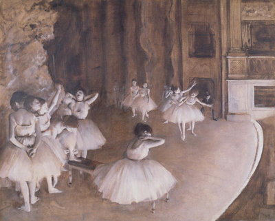Ballet Rehearsal on the Stage, 1874 (oil on canvas) by Edgar Degas - print