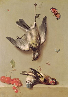 Still Life of Dead Birds and Cherries, 1712 (oil on canvas) by Jean-Baptiste Oudry - print